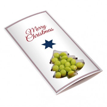 pastilky v kartě, tvar vánoční stromek, reklamní sladkosti