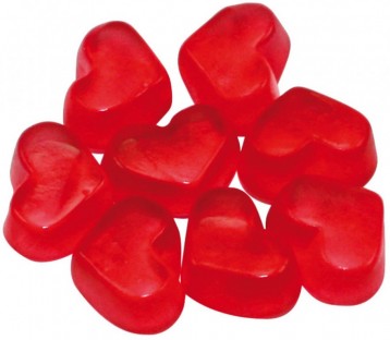 Haribo želé bonbony různé tvary, reklamní sladkosti, srdíčka