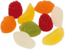 Haribo želé bonbony různé tvary, reklamní sladkosti, mix ovoce