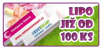 lipo s tištěnou etiketou, reklamní sladkosti