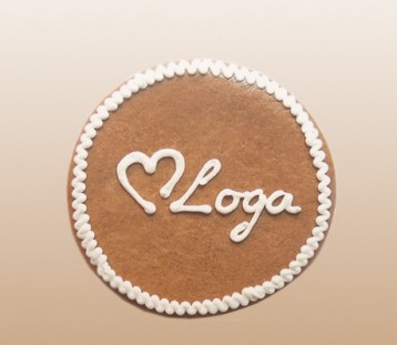  reklamní pardubický perník s logem, reklamní sladkosti, logo ručně malované