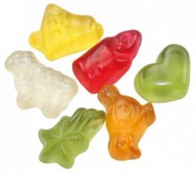 Haribo želé bonbony různé tvary, reklamní sladkosti, vánoční mix